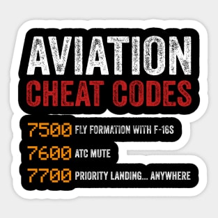 Aviation Cheat Codes Pilot Funny Aviation Lover Sticker